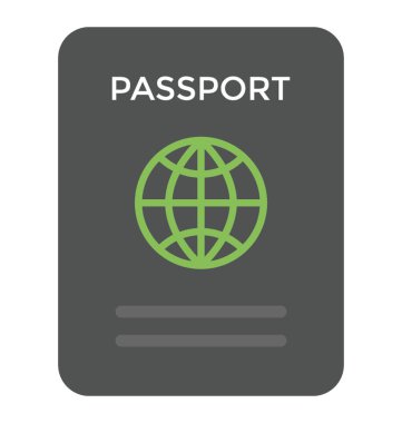 Uluslararası seyahat, düz simgesi için bir pasaport