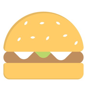 Hamburger, abur cubur düz vektör simgesi