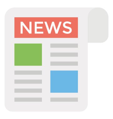 Gazete, gazetecilik düz simgesi