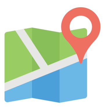 Bir eğri kağıt harita göstergesi, adres gezinti kavramı ile