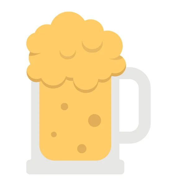 Mug Chilled Alcohol Beer Mug Flat Icon — Stock Vector