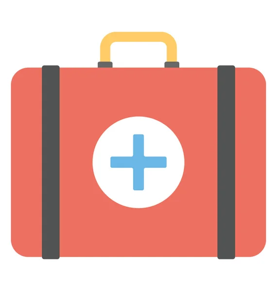 First Aid Box Medical Bag Flat Icon — Stock Vector