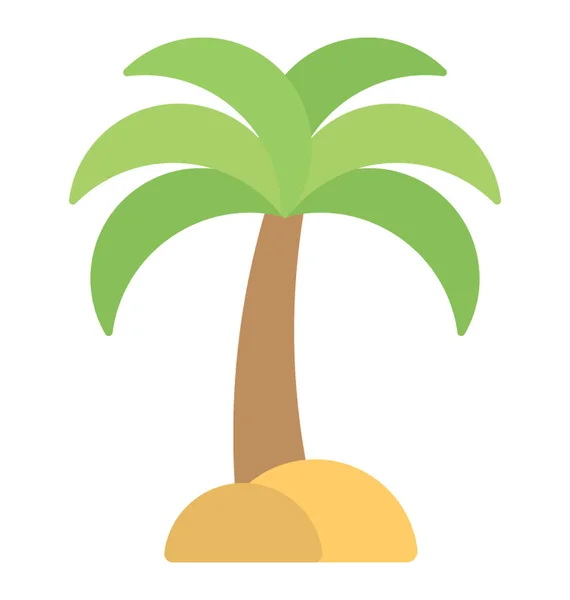 棕榈树 海岛平的图标 — 图库矢量图片