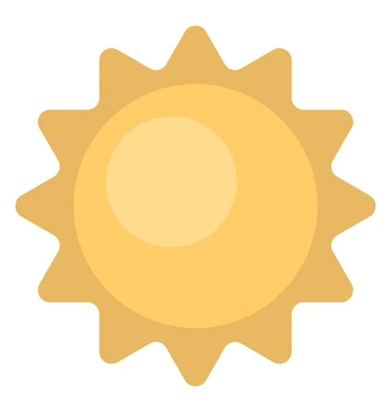 Sol Brillante Temporada Verano Icono Plano — Vector de stock