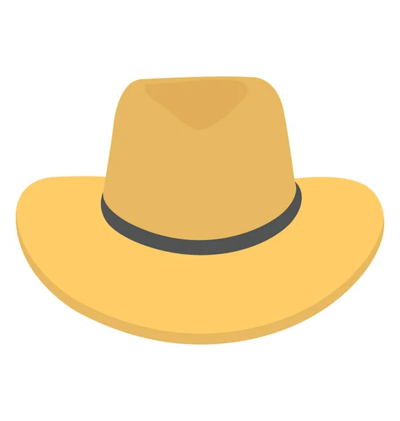 Cappello Cowboy Icona Piatta Dell Ombra Estiva — Vettoriale Stock
