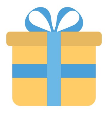 Hediye kutusu düz simgesi, kırmızı kurdele yay ile mevcut kutusu