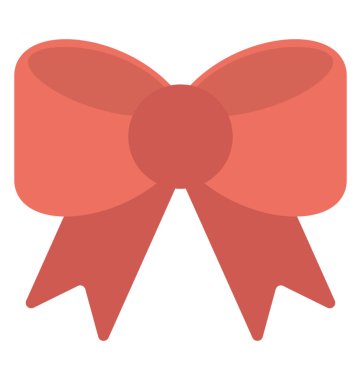 Kırmızı bir fiyonk, kurdele düğüm düz simgesi