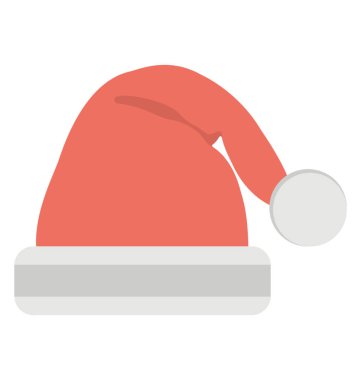 Noel şapka, santa claus kırmızı bere düz simgesi