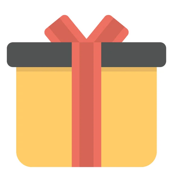 Caja Regalo Icono Plano Caja Regalo Con Lazo Cinta Roja — Vector de stock