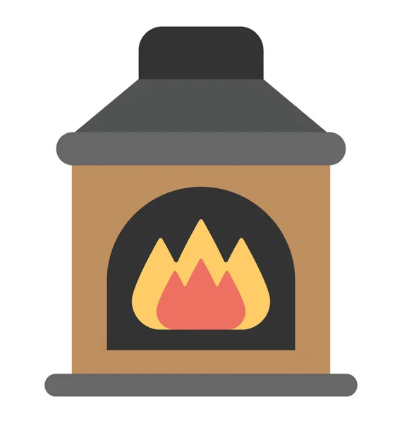 Inner Fireplace Hearth Flat Icon — Stock Vector