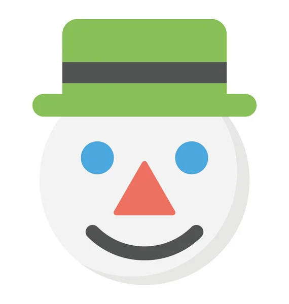 Snowman Face Wearing Winter Hat Funny Character — Stock Vector