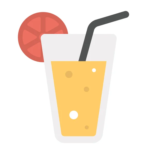 Glass Fruit Nectar Cocktail Flat Icon — Stock Vector