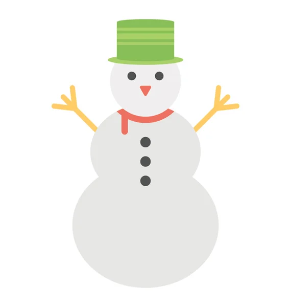 Snowman Snow Sculpture Flat Icon — Stock Vector