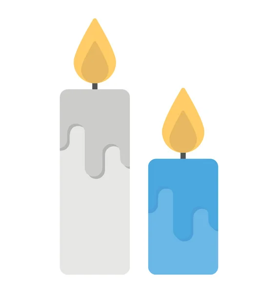 Quema Velas Decoración Objeto Icono Plano — Vector de stock