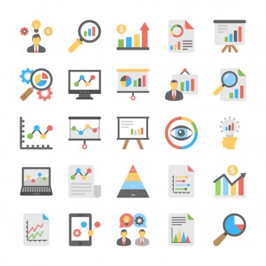 Business Analytics düz simgeler