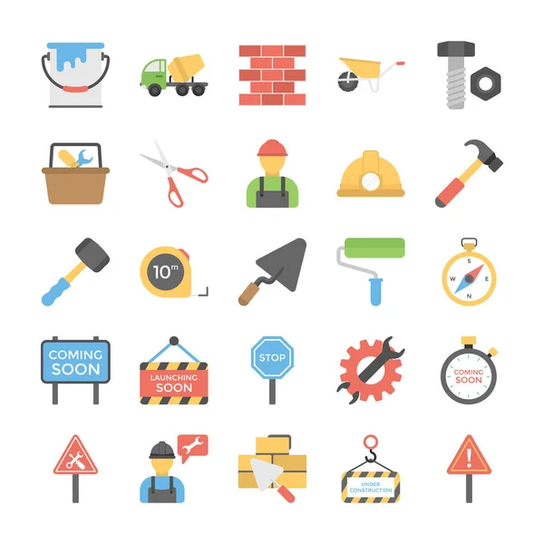 Construction Flat Icons — Stock Vector