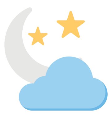 Hilal ay yıldızlı gece bulutlar ile