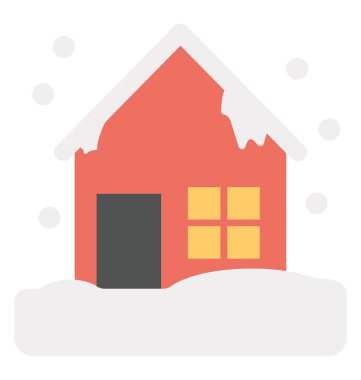 Karlı ev düz simgesi tasarımı