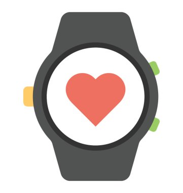 Saat fitness izci, giyilebilir aygıt düz simgesi tasarım gibi