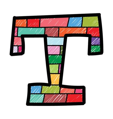 İngiliz alfabesinin T renkli tasarım