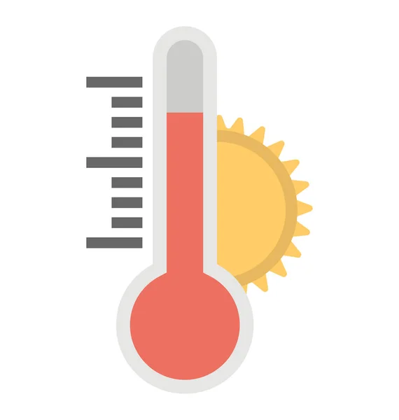 Termometro Meteo Che Mostra Alta Temperatura Caldo — Vettoriale Stock
