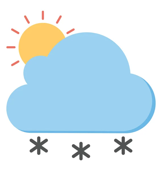 Schneefall Bei Strahlendem Sonnenschein Die Sonne Versucht Schwere Wolken Durchbrechen — Stockvektor