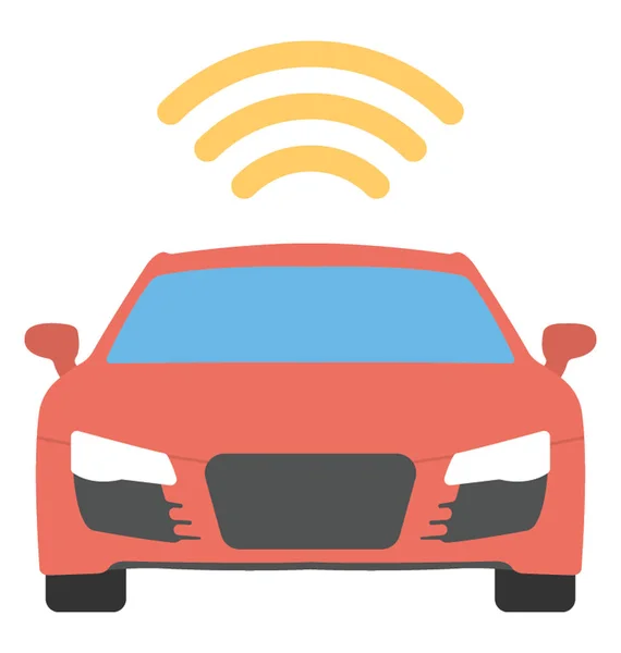 Car with wifi signals symbolic of car tracking system