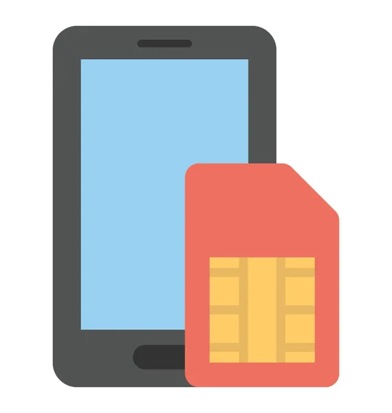 Smartphone Avec Carte Sim Icône Sim Mobile — Image vectorielle