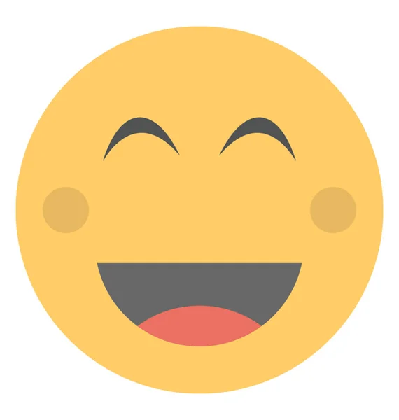 Blushing Expressão Feliz Através Ícone Emoticon —  Vetores de Stock
