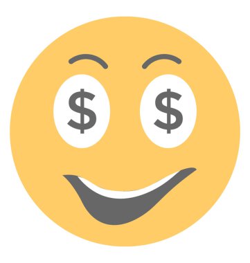 Bir Emoji açgözlülük gösterilen Doları gözlü 