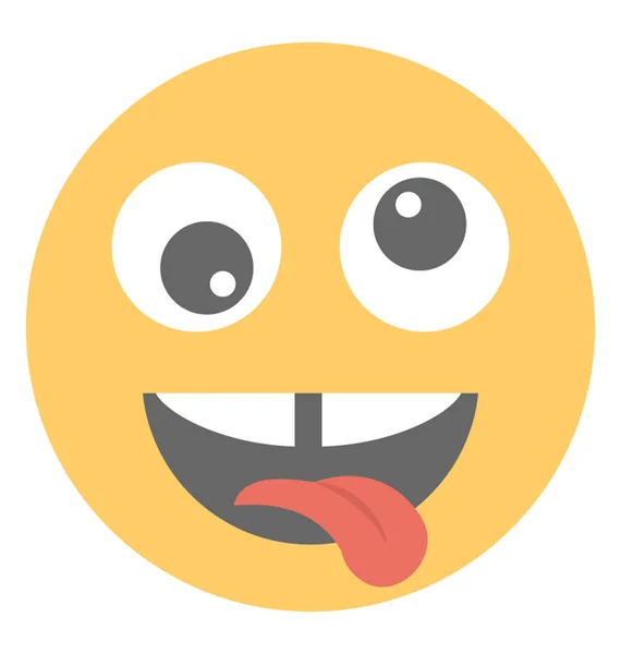 Flat Icon Design Crazy Face Smiley — Stock Vector