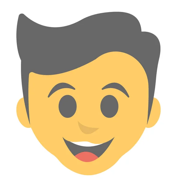 Jongen Met Gelukkig Expressies Emoticon Pictogram — Stockvector