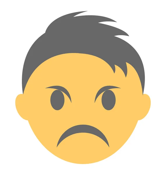 Boy Annoyed Smiley Frowning Angry Emoticon — Stock Vector