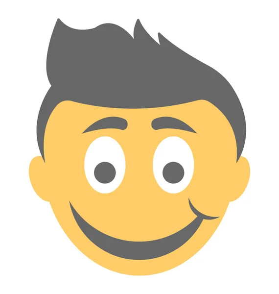 Jongen Met Gelukkig Expressies Emoticon Pictogram — Stockvector