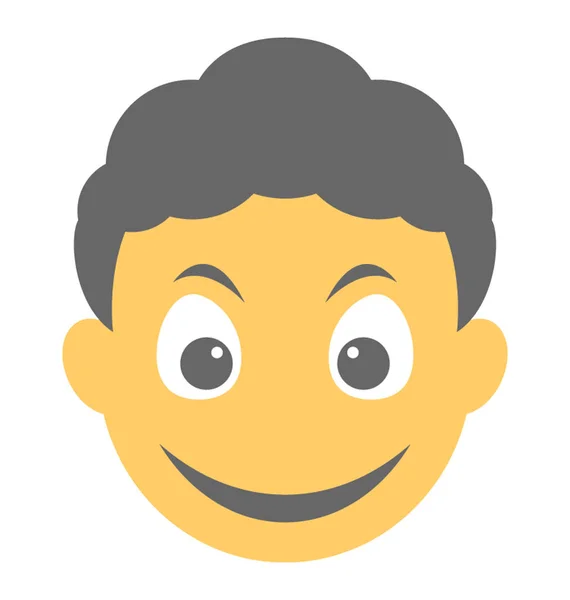 Pojke Med Glad Uttryck Genom Smiley Ikonen — Stock vektor