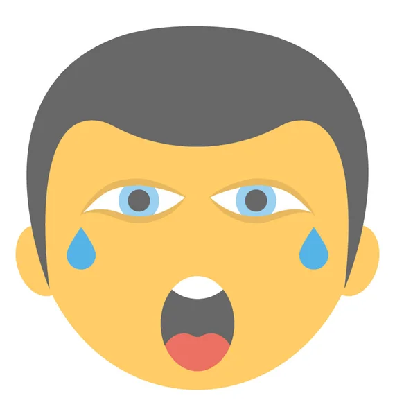 Pojke Ansikte Med Tårar Beskriver Gråtande Uttryck — Stock vektor