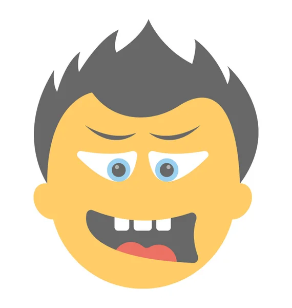 Egy Zaklatott Smiley Fáradt Arcát Kifejezés Emoji Keresztül — Stock Vector
