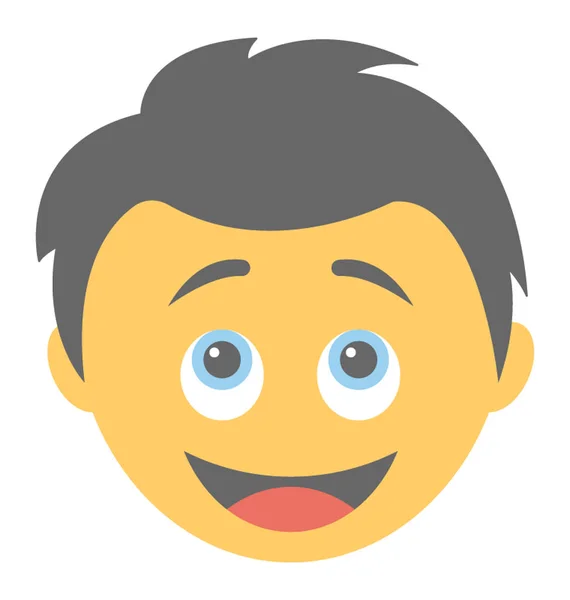 Menino Com Expressões Felizes Através Ícone Emoticon — Vetor de Stock