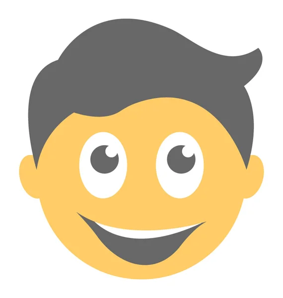 Junge Mit Glücklichen Gesichtsausdrücken Durch Emoticon Symbol — Stockvektor