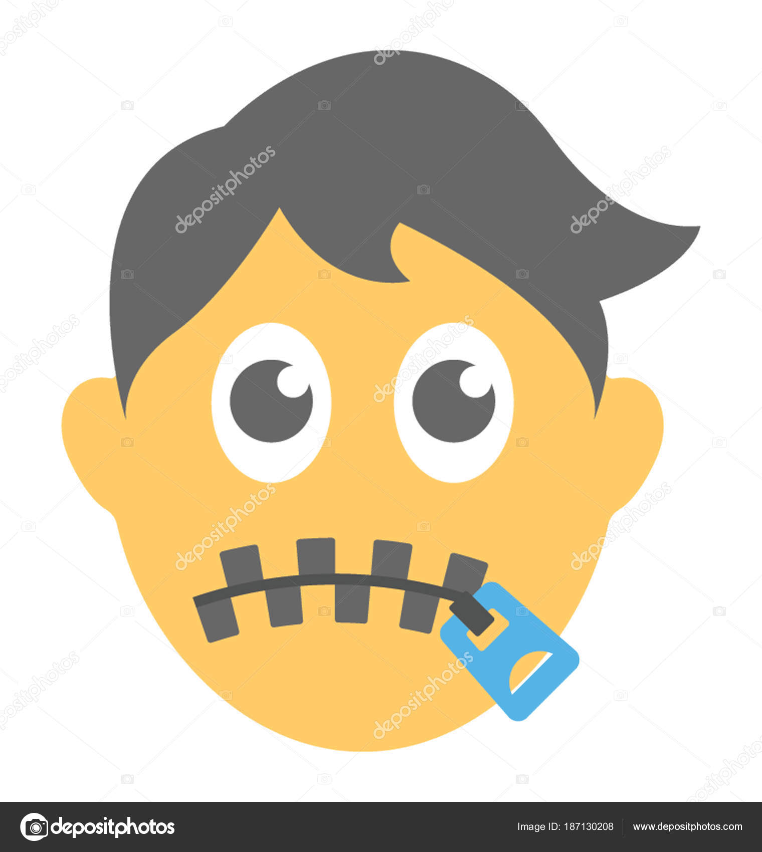 Flat Icon Design Lips Sealed Showing Speechless Concept — Stock Vector