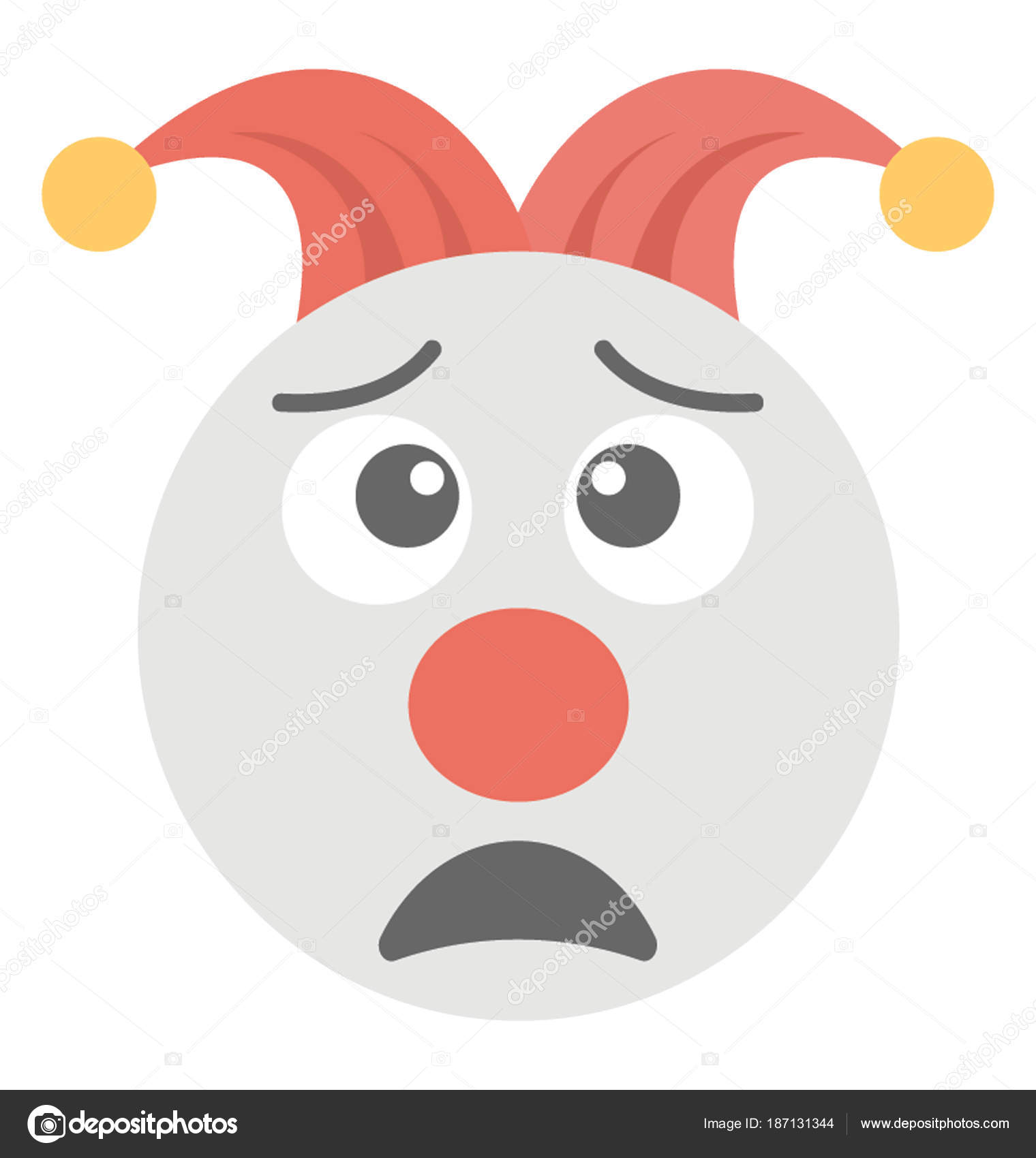 Clown Triste Emoji Smiley Déprimé Image Vectorielle