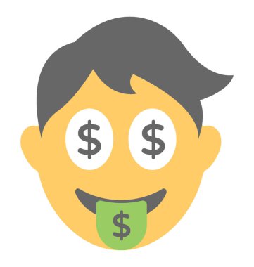 Bir Emoji açgözlülük gösterilen Doları gözlü 