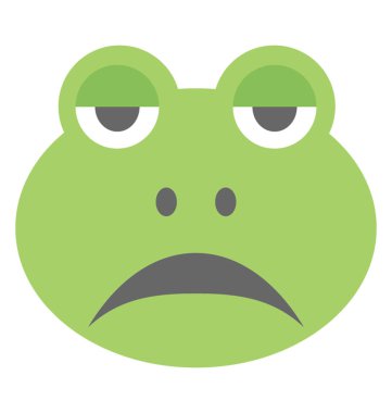 Bir kurbağa üzgün surat düz vektör simge tasarım