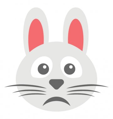 Bir tavşan yüz smiley bıyık üzgün ifade gösterilen ile 