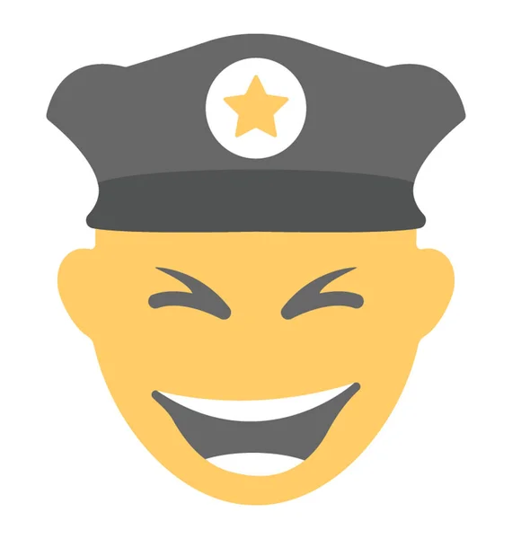 Policial Cara Com Rindo Expressões Através Emoticon — Vetor de Stock