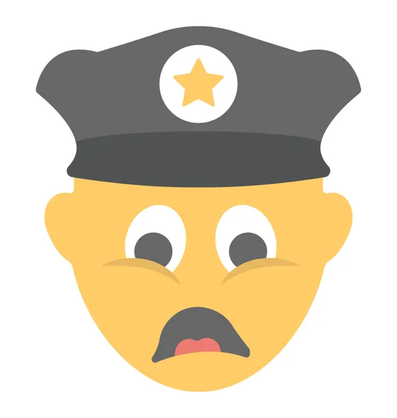 Poliziotto Faccia Con Espressioni Tristezza Attraverso Emoticon — Vettoriale Stock