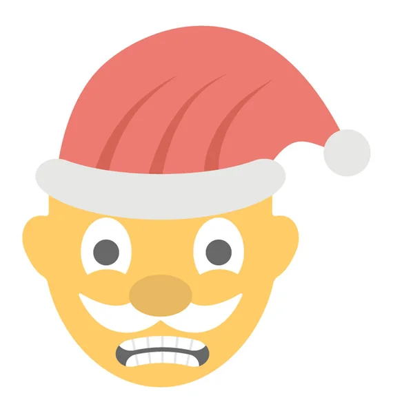 Flat Emoticon Santa Claus Irritated Expressions — Stock Vector