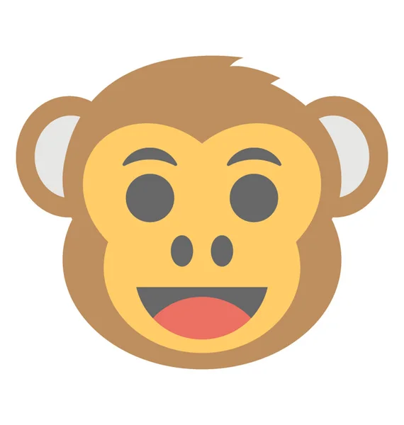 滑稽的猴子面孔 Emoji 表情以微笑的表示 — 图库矢量图片