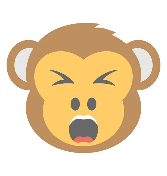 Singe Drôle Visage Emoji Avec Des Expressions Criantes — Image vectorielle