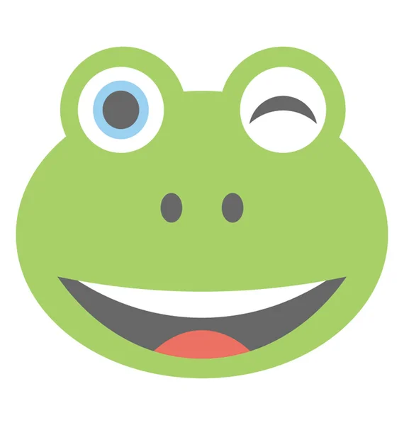 一只青蛙傻笑笑脸的平面矢量图标设计 — 图库矢量图片